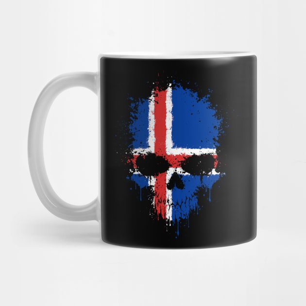 Chaotic Icelandic Flag Splatter Skull by jeffbartels